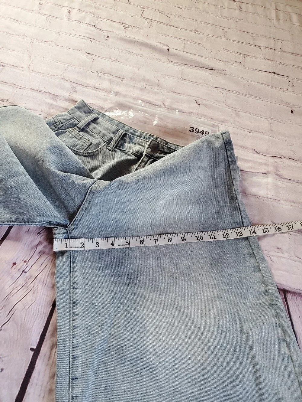 Baggy Light Wash Denim Culotte Shorts High-rise Relaxed Fit Women's Medium